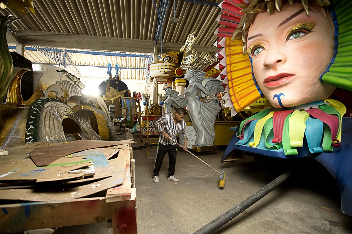 A huge carnival float face under construction