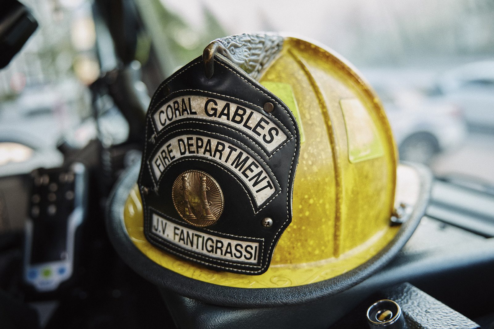 Gear and equipment laid out at the Miami fire station