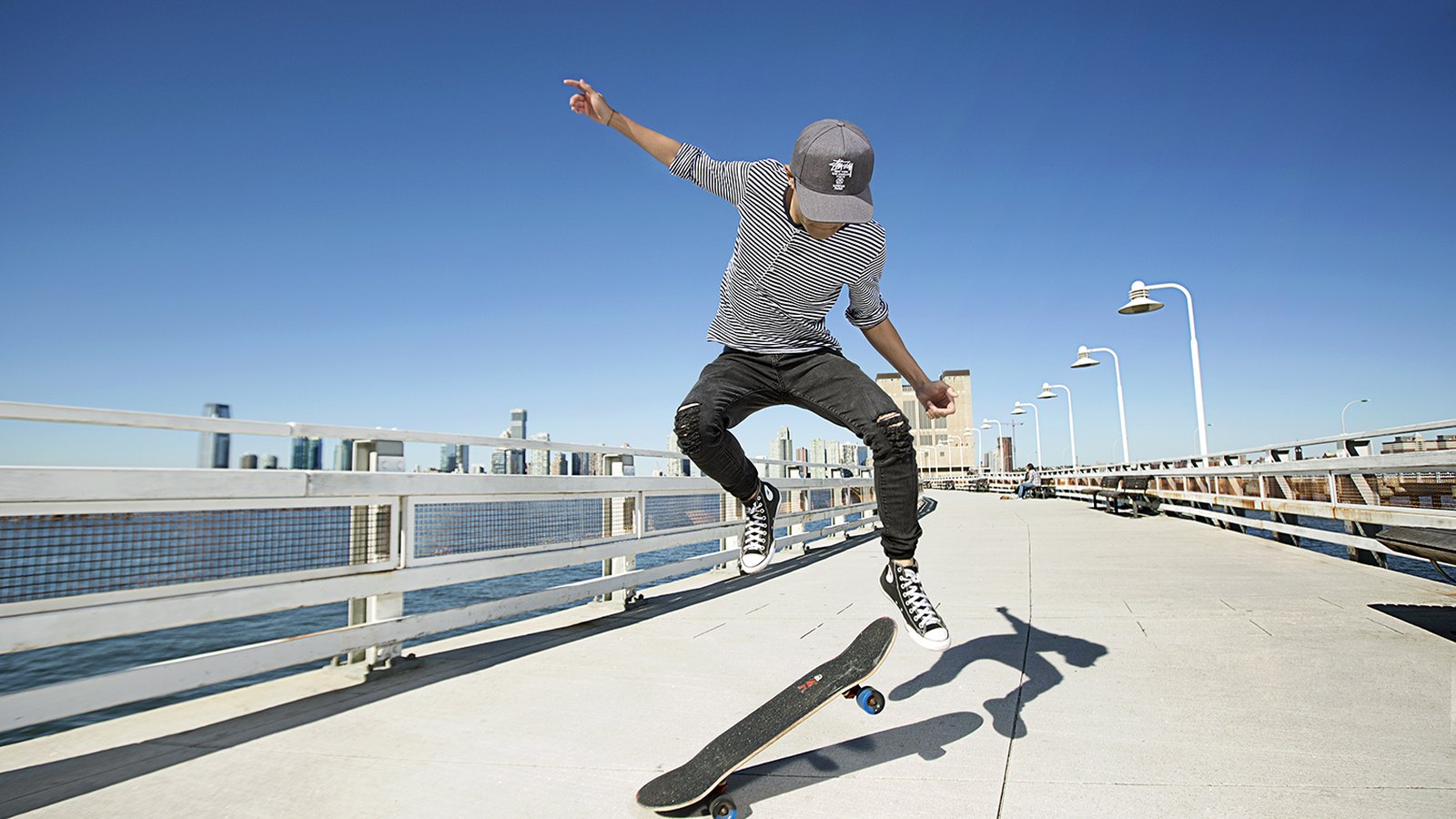 Flat Ground: Skateboarding on a New York Pier at Two Times of Day